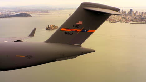 Aerials-Of-The-Us-Air-Force-Air-Mobility-Command-C17-In-Flight-Over-San-Francisco-Bay-1