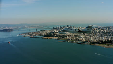 Aerials-Of-The-Us-Air-Force-Air-Mobility-Command-C21-Executive-Us-Government-Jet-In-Flight-Over-San-Francisco