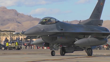 F15-And-F16-Fighter-Jets-Line-Up-And-Taxi-For-Takeoff-In-A-Military-Exercise-1