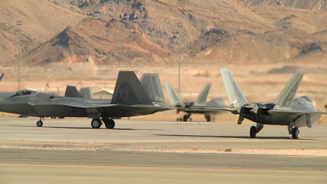 Multiple-F35-Fighter-Jets-Taxi-On-A-Runway