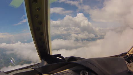Pov-Shot-Of-Flying-Through-Clouds-From-A-C130-Cargo-Plane