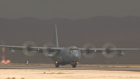 A-C130-Cargo-Plane-Takes-Off-From-A-Military-Base