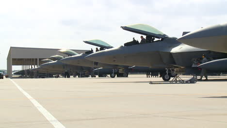 F22-All-In-A-Row-At-A-Military-Base