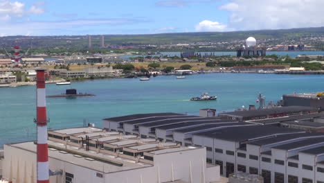 A-Submarine-Moves-Through-Pearl-Harbor-Hawaii