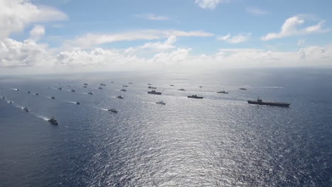 Aerial-Of-Massive-Flotilla-Of-Navy-Ships-On-The-Move-Across-The-Pacific-1