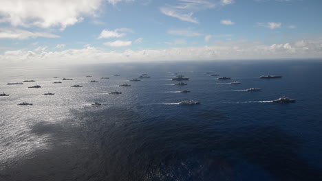 Aerial-Of-Massive-Flotilla-Of-Navy-Ships-On-The-Move-Across-The-Pacific-2