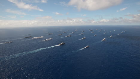 Aerial-Of-Massive-Flotilla-Of-Navy-Ships-On-The-Move-Across-The-Pacific-3