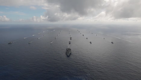 Aerial-Of-Massive-Flotilla-Of-Navy-Ships-On-The-Move-Across-The-Pacific-5
