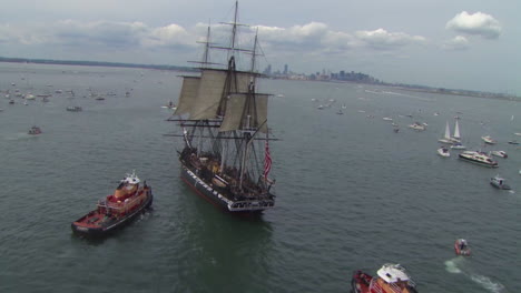 Aerial-Over-The-Tall-Ship-Uss-Constitution-In-Boston-Harbor-2