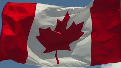 The-Canadian-Flag-Flying-Against-Blue-Sky