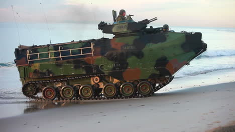 Amphibious-Assault-Vehicle-Tank-Approaching-Beach-During-A-Wartime-Exercise-1