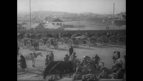 Campesinos-Rusos-En-Las-Calles-De-Vladivostok,-Siberia,-Rusia-En-1918