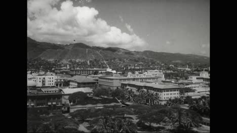Szenen-Von-Honolulu-Hawaii-Im-Jahr-1940-Enthält-Einen-Überblick-über-Bedeutende-Gebäude-Der-Zeit