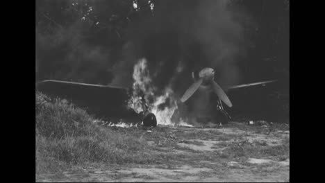 Soldiers-Burn-The-Destroyed-Wreckage-Of-Planes-And-Other-War-Materials-From-The-Pacific-Islands-During-World-War-Two