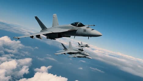 F-/-A18e-Super-Hornets-Del-Strike-Fighter-Squadron-(vfa)-136-Knighthawks-Vuelan-En-Formación-Para-Un-Ejercicio-Fotográfico-Sobre-California-El-12-De-Marzo-De-2019