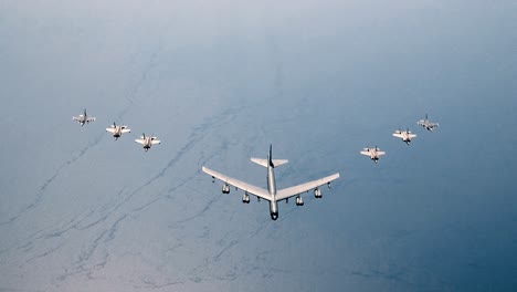 Us-And-Italian-Air-Forces-Aircraft-Consisting-Of-F35-Lightning-Iis-F16-Fighting-Falcons-And-A-B52-Stratofortress-Fly-In-Formation-Over-The-Adriatic-Sea-During-Astral-Knight-19-June-4-2019