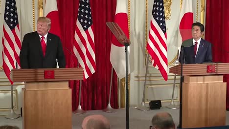 President-Trump-Is-Asked-About-North-Koreas-Missile-Tests-Joint-Press-Conference-With-Japanese-Prime-Minister-Shinzo-Abe-2019