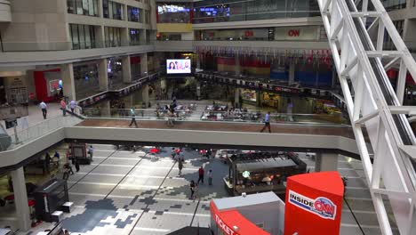 Tilt-up-of-the-interior-of-CNN-cable-network-news-headquarters-in-Atlanta-Georgia