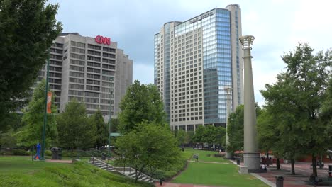 Establishing-shot-of-the-exterior-of-CNN-cable-network-news-headquarters-in-Atlanta-Georgia