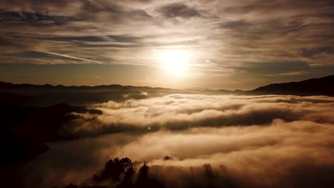 Aerial-Over-Fog-On-A-Golden-Beautiful-Souithern-California-Sunrise-In-The-Region-Of-Ojai-California-1