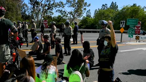 Extreme-Slo-Mo-Protesters-Chanting-And-Standing-Off-With-Police-And-National-Guard-During-A-Black-Lives-Matter-Blm-Parade-In-Ventura-California-1
