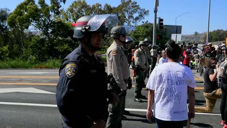 Extreme-Slo-Mo-Protesters-Chanting-And-Standing-Off-With-Police-And-National-Guard-During-A-Black-Lives-Matter-Blm-Parade-In-Ventura-California-5