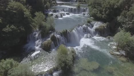 Beautiful-Drone-Aerial-Over-Krka-Waterfalls-In-Croatia