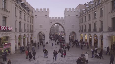 Time-Lapse-Shot-Of-Pedestrians-Walking-And-Shopping-In-A-Neo-Gothic-Shopping-Mall-In-Munich-Germany