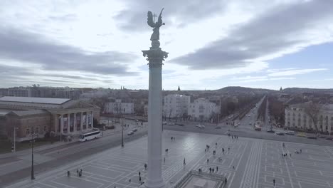 Beautiful-Aerial-Of-Heros-Square-In-Budapest-Hungary-2