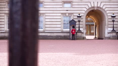 Walking-Along-Buckingham-Palace-Gate-With-Palace-Guards-In-Distance