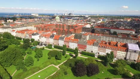 An-aerial-view-shows-Frederik's-Church-in-Copenhagen-Denmark
