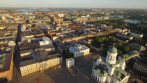An-aerial-view-shows-the-Helsinki-Cathedral-nestled-in-the-city-of-Helsinki-Finland
