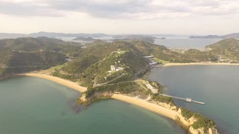 An-aerial-view-shows-the-coastline-of-Naoshima-Island-in-Japan