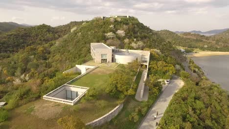 An-aerial-view-shows-the-Chichu-Art-Museum-on-Naoshima-Island-in-Japan