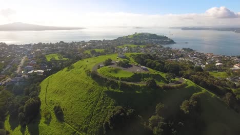 An-aerial-view-shows-Mount-Victoria-in-Auckland-New-Zealand