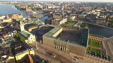 An-aerial-view-shows-the-Royal-Palace-in-Stockholm-Sweden