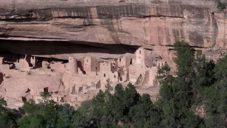 Zoom-out-from-ancient-American-Indian-dwellings-at-Mesa-Verde-Colorado