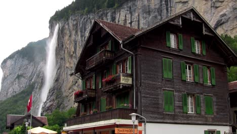 Lauterbrunnen-Switzerland-with-waterfall-behind-town-1
