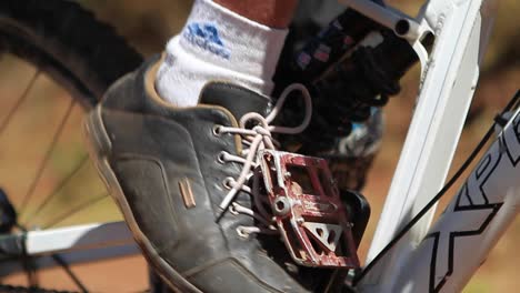 Closeup-of-bikers-foot-on-the-pedal