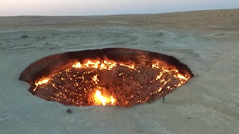 Excellent-aerial-of-the-Darvaza-gas-crater-Gates-Of-Hell-fire-pit-in-Derweze-Turkmenistan