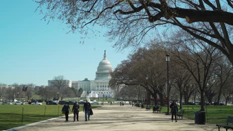 People-walk-on-the-mall-in-Washington-DC-with-US-Capital-building-Capitol-Hill-Congress-on-a-spring-day-2
