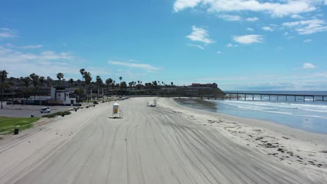 Aerial-of-empty-abandoned-beaches-of-southern-california-with-no-one-during-covid19