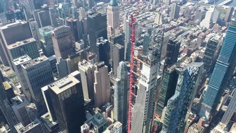 Vista-Aérea-of-a-thin-skyscraper-under-construcción-on-West-57th-Street-in-New-York-City-New-York