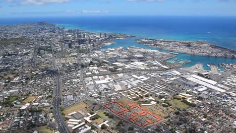 Aerials-Over-Honolulu-Oahu-Hawaii-With-Urban-Sprawl