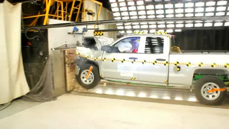 A-Chevy-Pickup-Truck-Is-Crash-Tested-By-The-National-Highway-Transportation-Safety-Board