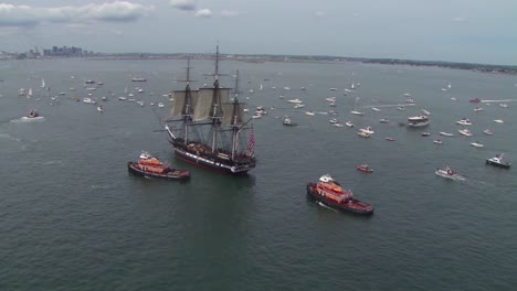Beautiful-Aerials-Of-The-Uss-Constitution-Tall-Masted-Sailing-Vessel-In-Boston-Harbor