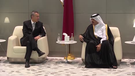 A-Nato-Entourage-Led-By-Secretary-General-Jens-Stoltenberg-Arrives-In-Qatar-And-Is-Greeted-By-Royal-Officials-2