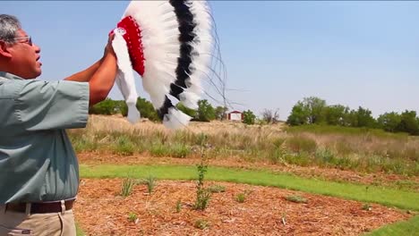 A-Native-American-Indian-Man-Performs-A-Sacred-Prayer