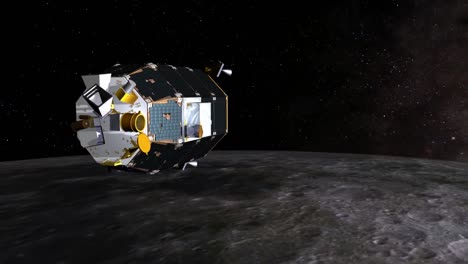 An-Animated-Spacecraft-Orbits-And-Studies-The-Moon