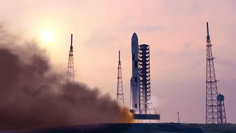 A-Beautiful-Simulated-Rocket-Liftoff-From-Launchpad